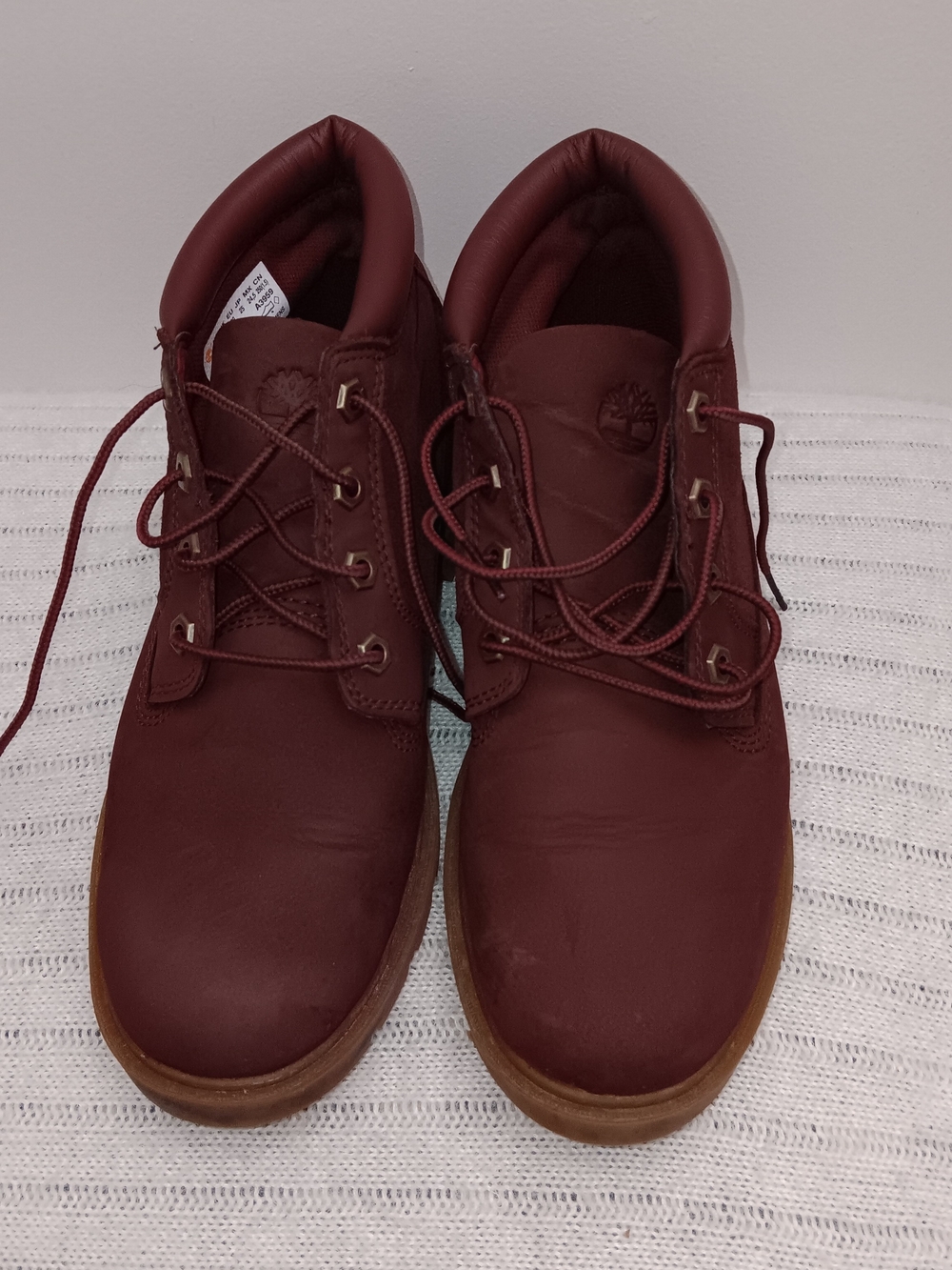 Timberland Burgundy Leather Women's Ankle Booties, Size US WOMEN 9